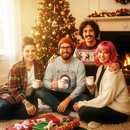 Hipster Kerstman slee-ritten Goede Vibes Kerstmis Trui