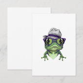 Hipster kikker dier met bril en hoed vector bedankkaart (Voorkant / Achterkant)