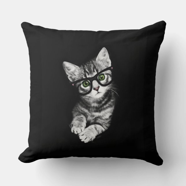 Hipster Kitten en Glasses Cat Lover's Sierkussen (Voorkant)