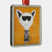 Hipster koele cartoon kat metalen ornament (Rechts)