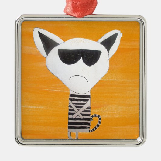 Hipster koele cartoon kat metalen ornament (Voorkant)