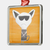 Hipster koele cartoon kat metalen ornament (Links)