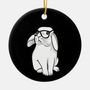 Hipster Konijn Grappig Konijn Met Bril Moppig Anim Keramisch Ornament