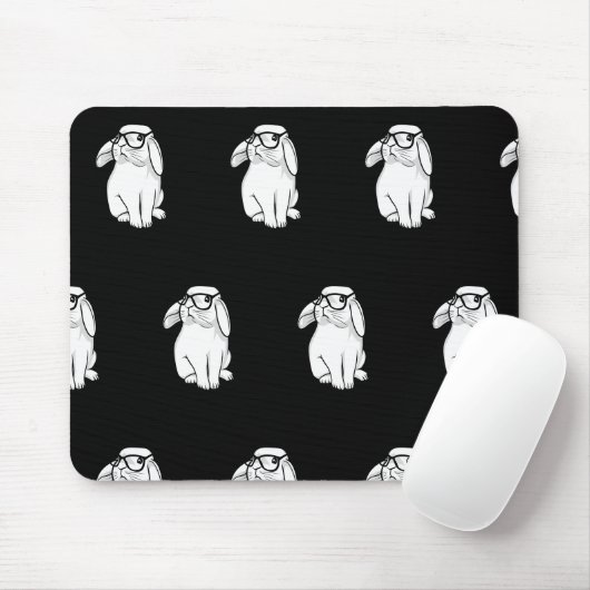 Hipster Konijn Grappig Konijn Met Bril Moppig Anim Muismat (Met muis)