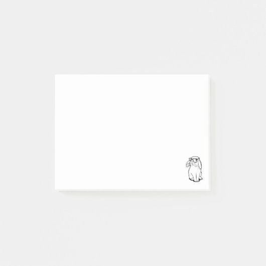Hipster Konijn Grappig Konijn Met Bril Moppig Anim Post-it® Notes (Voorkant)