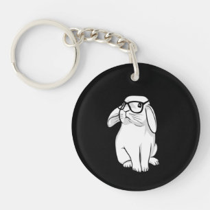 Hipster Konijn Grappig Konijn Met Bril Moppig Anim Sleutelhanger