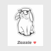 Hipster Konijn Grappig Konijn Met Bril Moppig Anim Sticker (Vel)