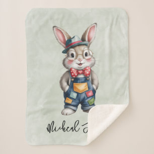 Hipster Konijn Jongen Baby Shower Cadeau Sherpa Deken