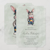 Hipster Konijn Jongen Baby Shower Kaart (Voorkant / Achterkant)