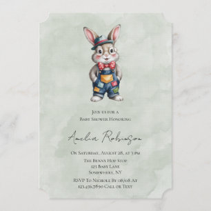 Hipster Konijn Jongen Baby Shower Kaart