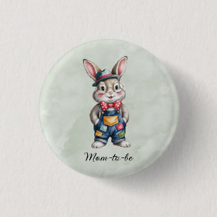Hipster Konijn Jongen Baby Shower Moeder-in-spe Ronde Button 3,2 Cm