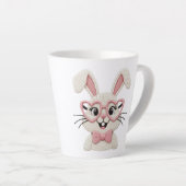 Hipster Konijn Roze Hart Bril Strik Latte Mok (Rechterhoek)