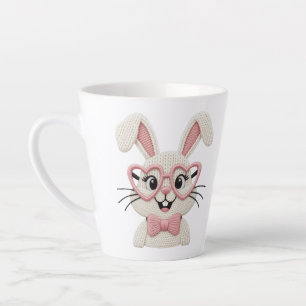 Hipster Konijn Roze Hart Bril Strik Latte Mok