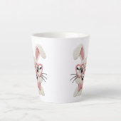 Hipster Konijn Roze Hart Bril Strik Latte Mok (Voorkant)
