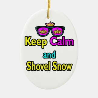 Hipster Kroon Zonnebril Blijf Kalm En Scheid Sneeu Keramisch Ornament