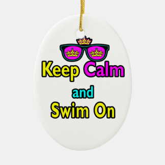 Hipster Kroon Zonnebril Blijf Kalmpjes En Ga Door Keramisch Ornament