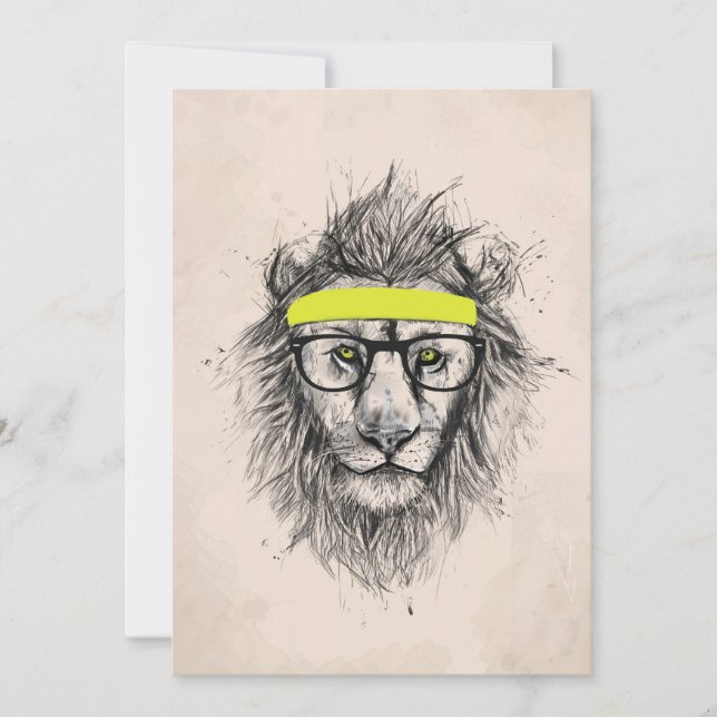 Hipster leeuw (lichte achtergrond) (Voorkant)