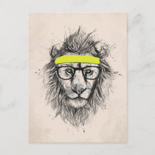 Hipster leeuw (lichte achtergrond) briefkaart