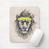 Hipster leeuw (lichte achtergrond) muismat (Met muis)