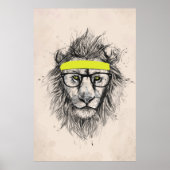 Hipster leeuw (lichte achtergrond) poster (Voorkant)