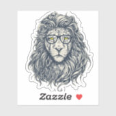 Hipster Leeuw met Bril Sticker | Cool Geek Koning (Vel)