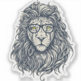 Hipster Leeuw met Bril Sticker | Cool Geek Koning