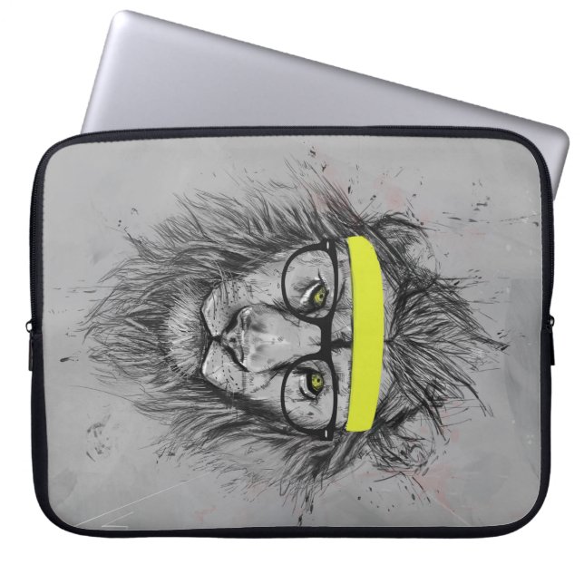 Hipster lion laptop sleeve (Voorkant)