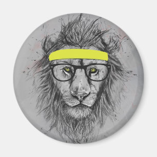 Hipster lion magneet
