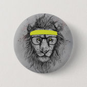 Hipster lion ronde button 5,7 cm (Voorkant)