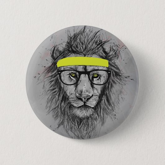 Hipster lion ronde button 5,7 cm (Voorkant)