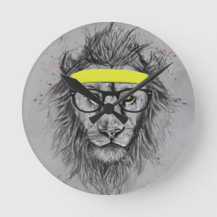 Hipster lion ronde klok