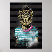 Hipster Lion Stripe Poster (Voorkant)