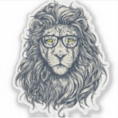 Hipster Lion with Glasses Sticker | Cool Geek King (Voorkant)