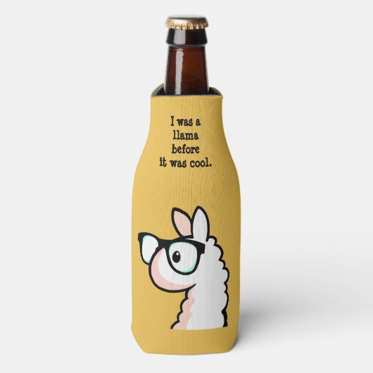 Hipster Llama Flesjeskoeler (Fles Voorkant)