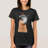 Hipster Llama in Beanie Humor Pop T-shirt (Voorkant)
