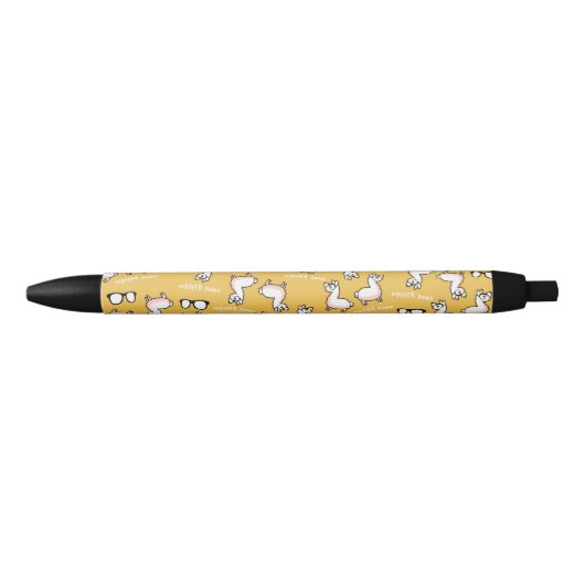 Hipster Llama Madness Zwarte Inkt Pen (Voorkant)
