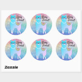 Hipster Llama Rainbow Glitter Ombre Ronde Sticker (Vel)