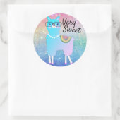 Hipster Llama Rainbow Glitter Ombre Ronde Sticker (Tas)