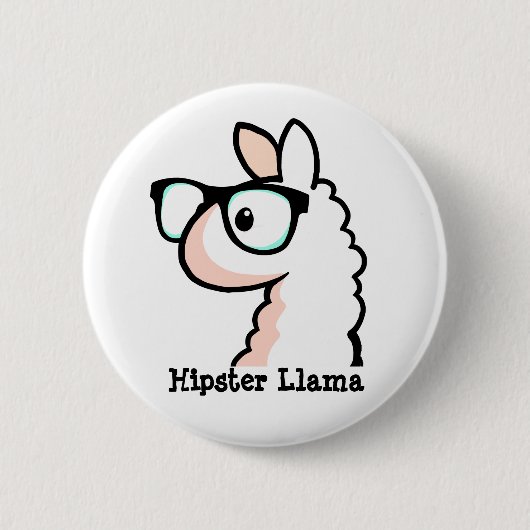 Hipster Llama Ronde Button 5,7 Cm (Voorkant)