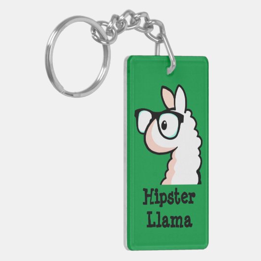 Hipster Llama Sleutelhanger (Voorkant Links)