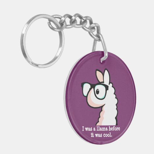 Hipster Llama Sleutelhanger (Voorkant Links)