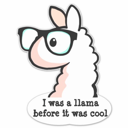 Hipster Llama Sticker (Voorkant)