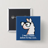 Hipster Llama Vierkante Button 5,1 Cm (Voorkant /achterkant)