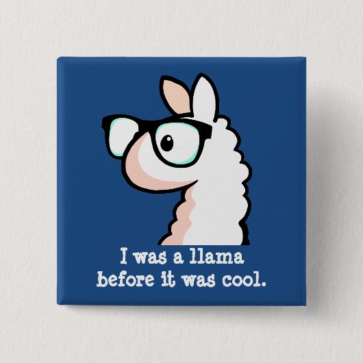 Hipster Llama Vierkante Button 5,1 Cm (Voorkant)