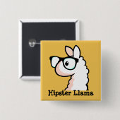 Hipster Llama Vierkante Button 5,1 Cm (Voorkant /achterkant)