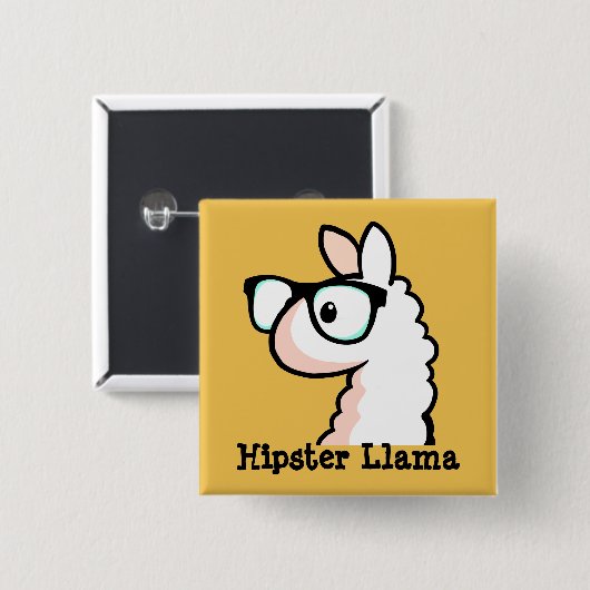 Hipster Llama Vierkante Button 5,1 Cm (Voorkant /achterkant)