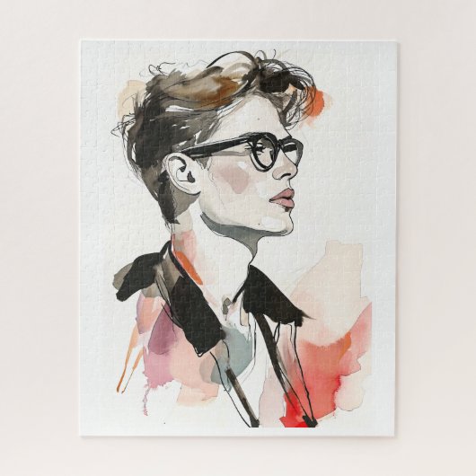 Hipster Man Tekening Legpuzzel (Verticaal)