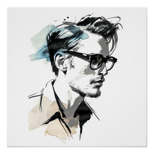 Hipster Man Tekening Perfect Poster (Voorkant)