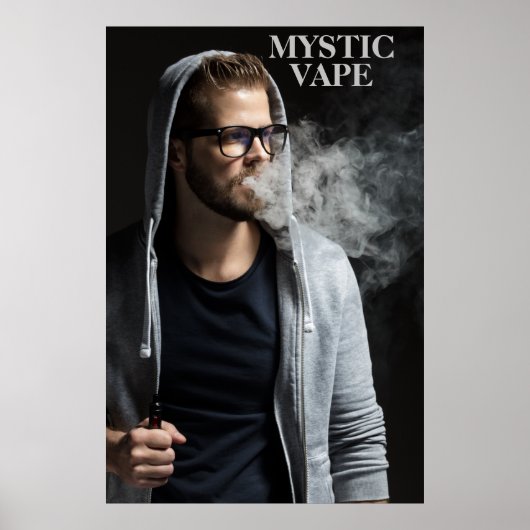 Hipster Man Vaping Vape Shop Business aanpassen Poster (Voorkant)