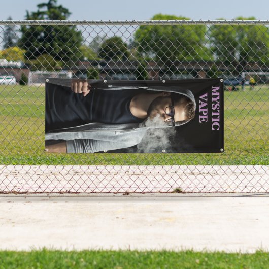 Hipster Man Vaping Vape Shop Business aanpassen Spandoek (Insitu)